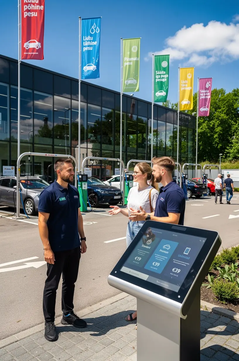 Autopesu tellimuse erinevad paketid koos hinnakujunduse ja pesukordade arvuga.